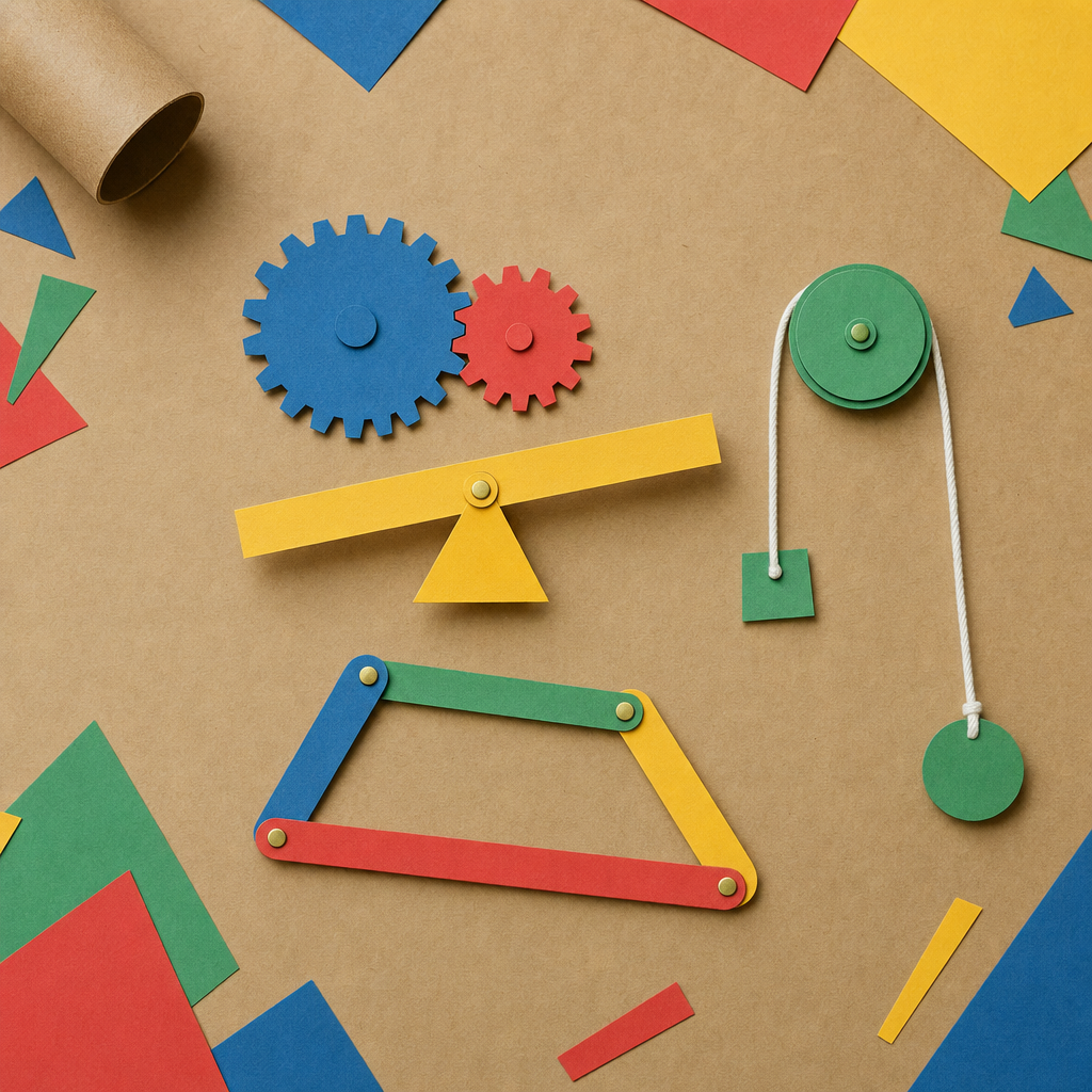 Levers, gears and pulleys